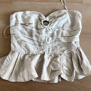 DISSH Strapless Beige Peplum Top